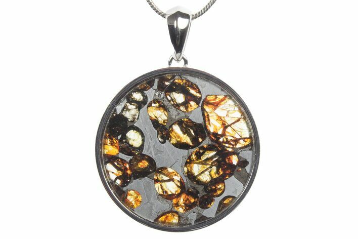 Sericho Pallasite Round Meteorite Pendant - Kenya #351397